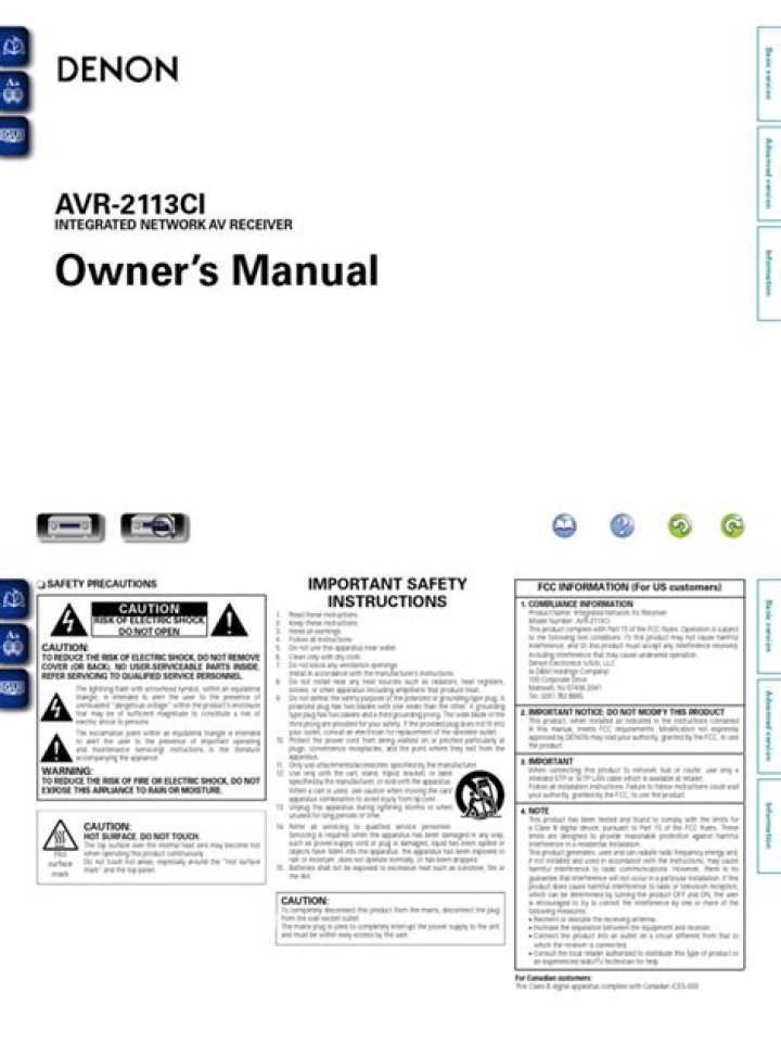 How do I reset my Denon AVR 2113ci?