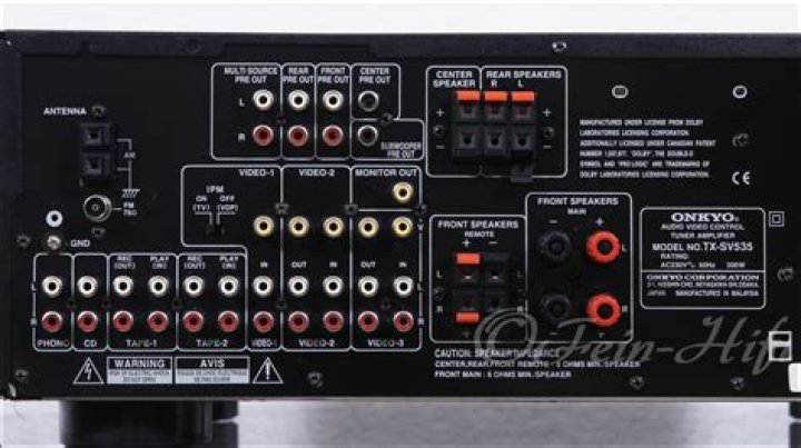 How many watts per channel does Onkyo txsv-535 surround amplifier?