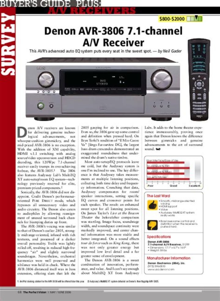 Is the Denon AVR 3806 on auto settings?