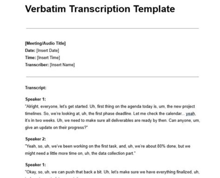 What are the rules for a verbatim transcription?
