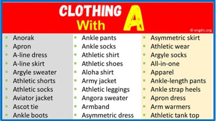 What is a clothing item that starts with a?